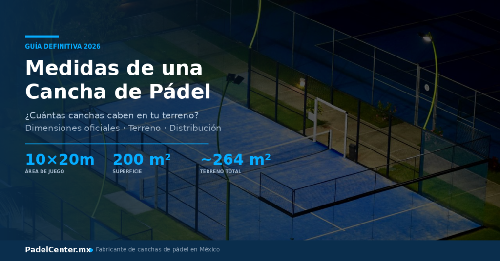 medidas cancha de padel guía completa 2026 — dimensiones oficiales FIP 10x20 metros CanchasdePadel.mx