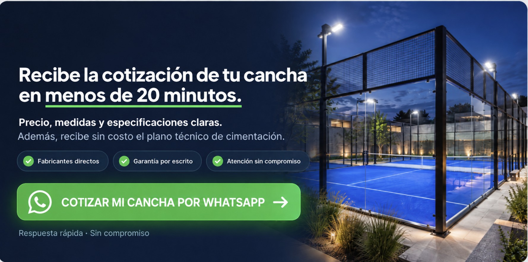 Cancha de pádel Acapulco — 3 modelos, cotización en 20 minutos · Padel Center México